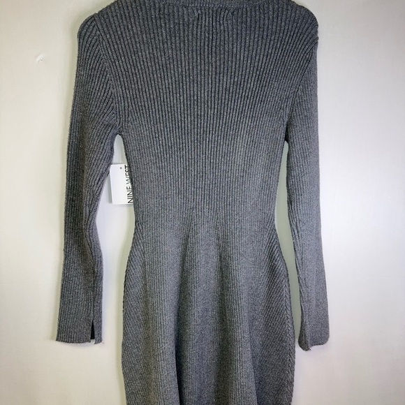 Nine West M Women’s Gray Ribbed Sweater Dress NWT - Picture 3 of 4